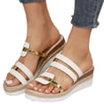 thumbnail image 1 of Womens Espadrilles Platform Wedge Slip on Sandals Fashion Metallic High Heel Dressy Slides for Women, 1 of 8