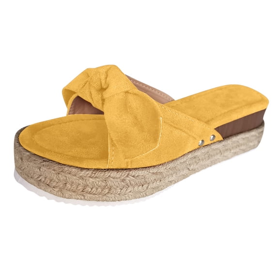 Womens Espadrilles on Wedge Sandals Slides Bow Tie Platform Open Toe Summer Shoes