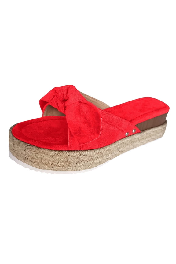 Womens Espadrilles on Wedge Sandals Slides Bow Tie Platform Open Toe Summer Shoes