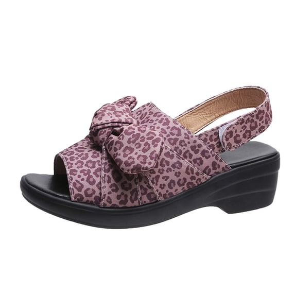 Womens Espadrilles Wedge Sandals, Bow Tie Platform Open Toe Shoes, Beach Open-Toe Anti-Slip Sandals, Leisure Summer Shoes, Ankle Strap Sandals Purple 8.5