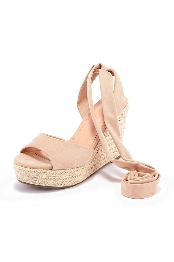 Womens Espadrilles Wedges Sandals Heels Open Toe Tie Lace Up Platform Ankle Strap Summer Dress Shoes