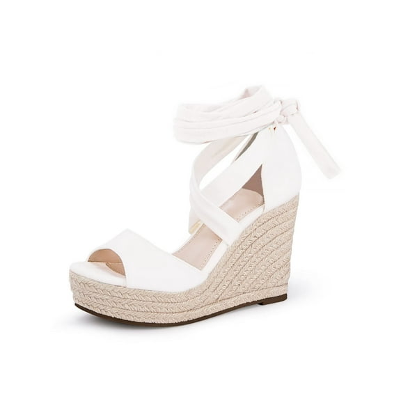 Womens Espadrilles Wedges Sandals Heels Open Toe Tie Lace Up Platform Ankle Strap Summer Dress Shoes