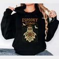 thumbnail image 1 of Womens Espooky Vibes Graphic Sugar Skull Pullover Sweatshirt Hooded long-sleeved Black S-2XL, 1 of 7