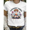 thumbnail image 1 of Commuting Womens Espooky Vibes Graphic Tee Floral Tee T-shirt Top Short Sleeve Round Neck White S-5XL, 1 of 4