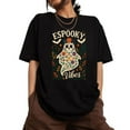 thumbnail image 1 of Short Sleeve Round Neck Womens Espooky Vibes Graphic Tee T-shirt Top Comfortable Floral Black S-5XL, 1 of 5