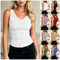 thumbnail image 1 of vzibsiv Womens Essential Tank Tops V Neck Wide Shoulder Strap Ribbed Fitted Top,White Size L, 1 of 7