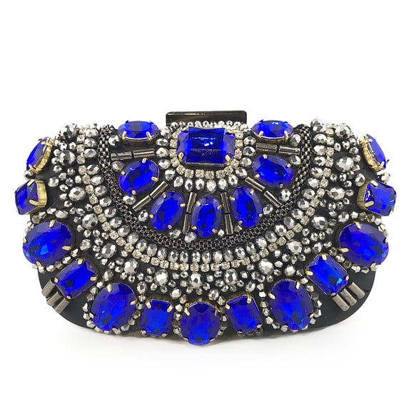 Womens Evening Clutch Purse Handbag Heavy Beaded Embroidered Evening Bag with Rhinestones