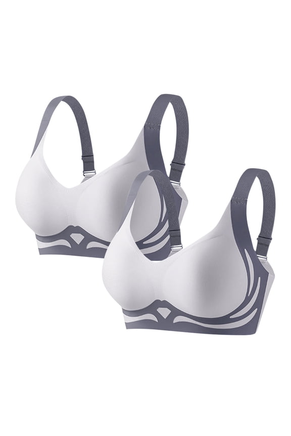 Womens Everyday Bra 2 Pack Set Push Up Seamless Padded Bra Plus Size Wireless Comfort Soft Bralette
