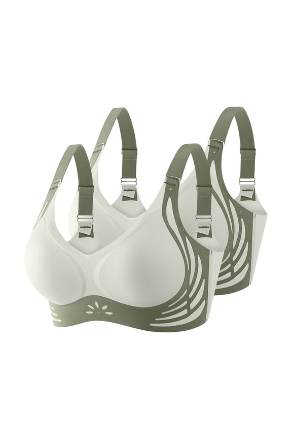 Womens Everyday Bras, 2Pcs Womens Wireless Push Up Bra Seamless Super Gather Bra Anti Sagging Breasts Support Pushup Lifting Bras for Older Women M-3XL