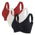 thumbnail image 1 of Womens Everyday Bras, 3PC Bras for Women Comfort Ribbed Push up Bra Adjustable Seamless Sports Bra Bralettes with Support M-4XL, 1 of 2