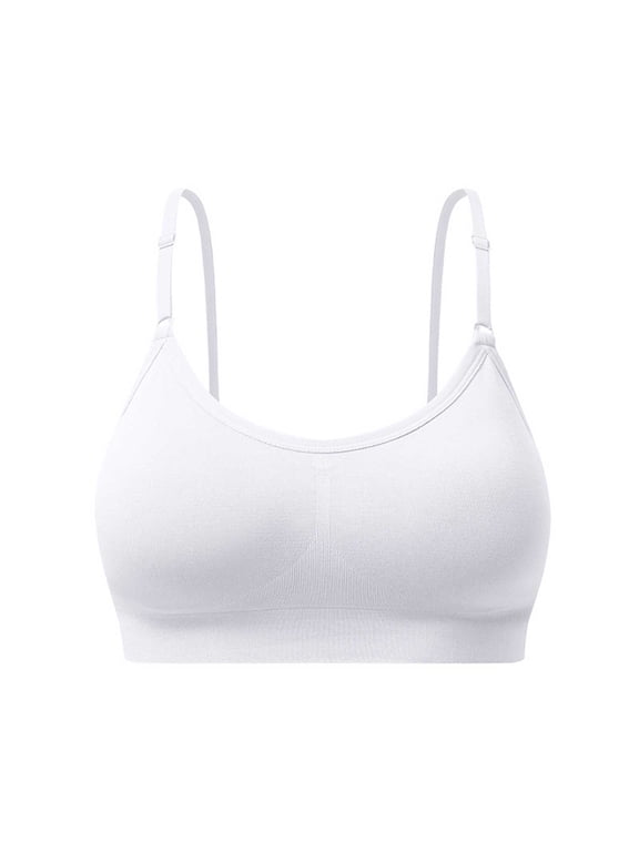 Womens Everyday Bras, Camisole Bralettes for Women Wireless Adjustable Spaghetti Straps Sports Bra Unlined Seamless Cami Crop Top Bra S-2XL