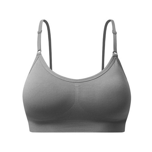 Womens Everyday Bras, Camisole Bralettes for Women Wireless Adjustable Spaghetti Straps Sports Bra Unlined Seamless Cami Crop Top Bra S-2XL