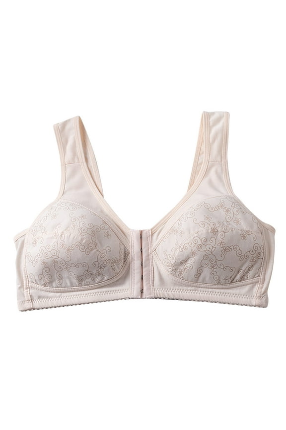 Womens Everyday Bras, Daisy Seamless Bras for Women Front Closure No Underwire Comfort Senior Wireless Snap Closing Bra Full Coverage 36-44