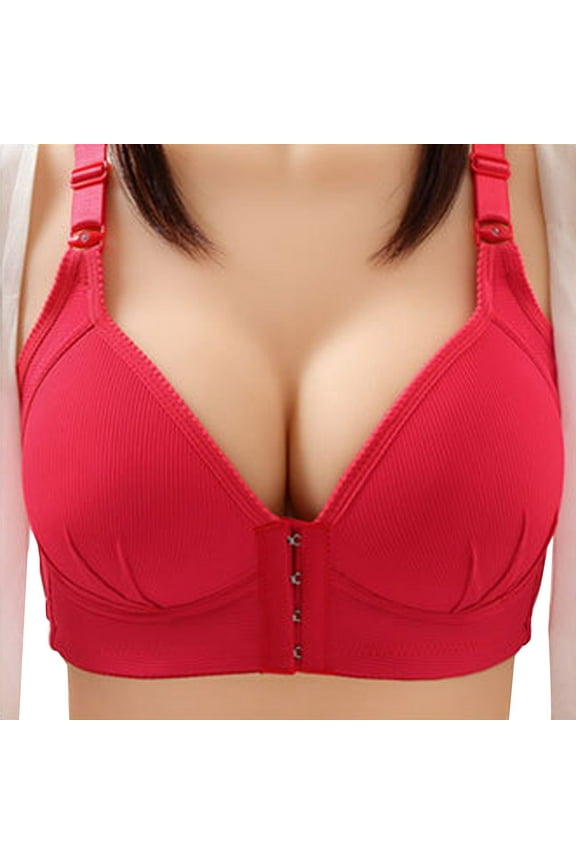 Womens Everyday Bras, Front Closure Bras for Women no Underwire Padded Wireless Comfort Full Coverage Bra with Support Mastectomy Bra S-3XL