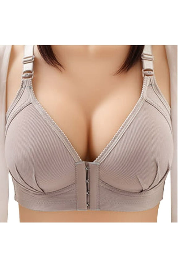 Womens Everyday Bras, Front Closure Bras for Women no Underwire Padded Wireless Comfort Full Coverage Bra with Support Mastectomy Bra S-3XL