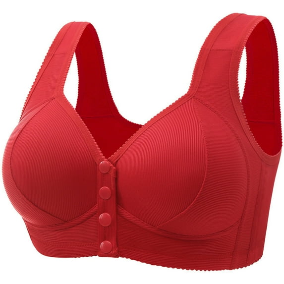 Womens Everyday Bras, Front Closure Breathable Bra for Seniors Moona Daisy Snap Bras Older Women Sagging Breast Push up Seamless Wireless Bra 36-46