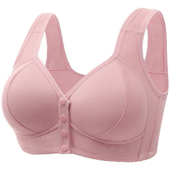 Womens Everyday Bras, Front Closure Breathable Bra for Seniors Moona Daisy Snap Bras Older Women Sagging Breast Push up Seamless Wireless Bra 36-46