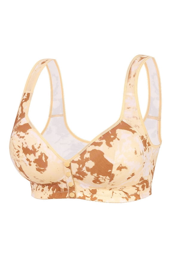 Womens Everyday Bras, Oversized Daisy Lace Bras for Women Front Closure No Underwire Comfort Senior Wireless Full Coverage Snap Closing Bra Plus Size 36A-52D