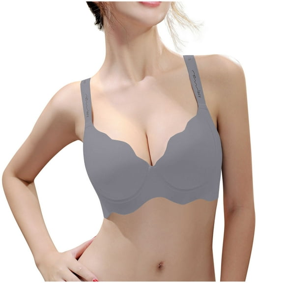 Womens Everyday Bras, Wave Bras for Women Unlined No Padding Comfort V Neck Underwire Full Coverage Seamless Plunge Everyday Bras S-2XL