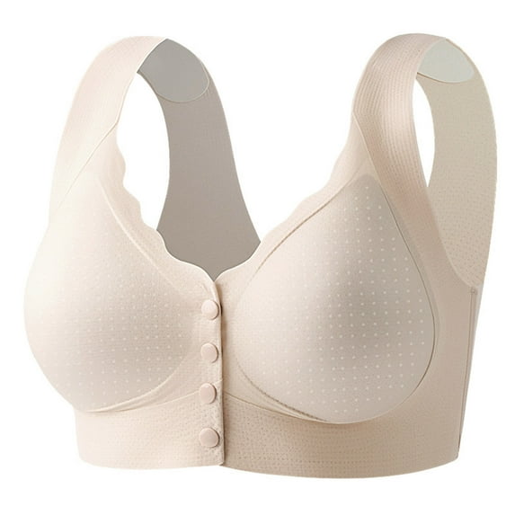 Womens Everyday Bras, Women Front Closure Seamless Bras Wireless Snap Closing Bra No Underwire Full Coverage Older Senior Bras L-3XL
