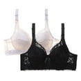 thumbnail image 1 of Womens Everyday Bras, Women's 2pcs Push Up Lace Bra Underwire Plunge Full Coverage Bras Sexy Plus Size Support S-4XL, 1 of 2
