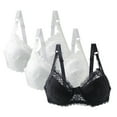 thumbnail image 1 of Womens Everyday Bras, Women's 3pcs Wireless Bralette, Push Up Pure Comfort Lace Longline Bra, Plus Size Convertible Bra for Women S-5XL, 1 of 5