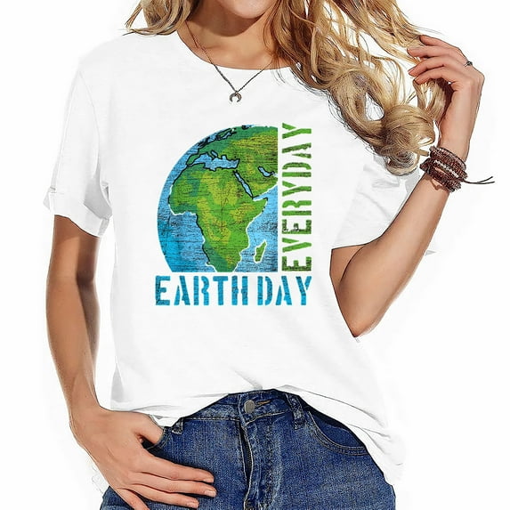 Womens Everyday Earth Day T-Shirt Black 2XL