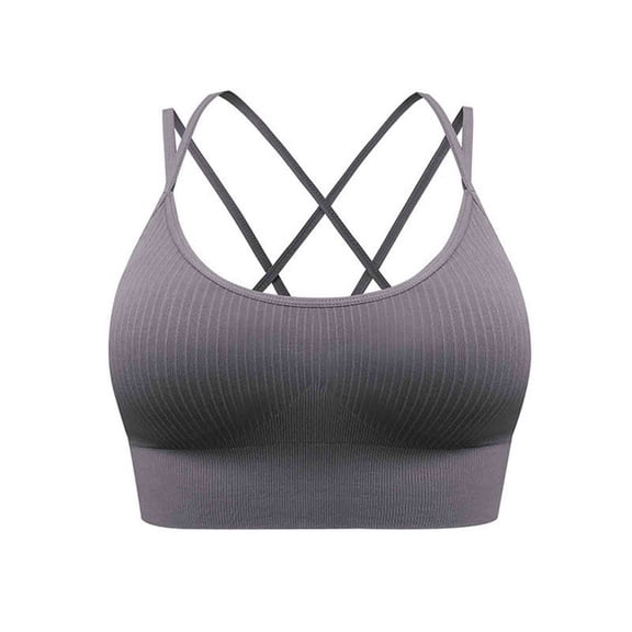 Womens Everyday Sports Bras, Strappy Sports Bras for Women - Criss Cross Back Wireless Padded Yoga Workout Cami Top S-2XL