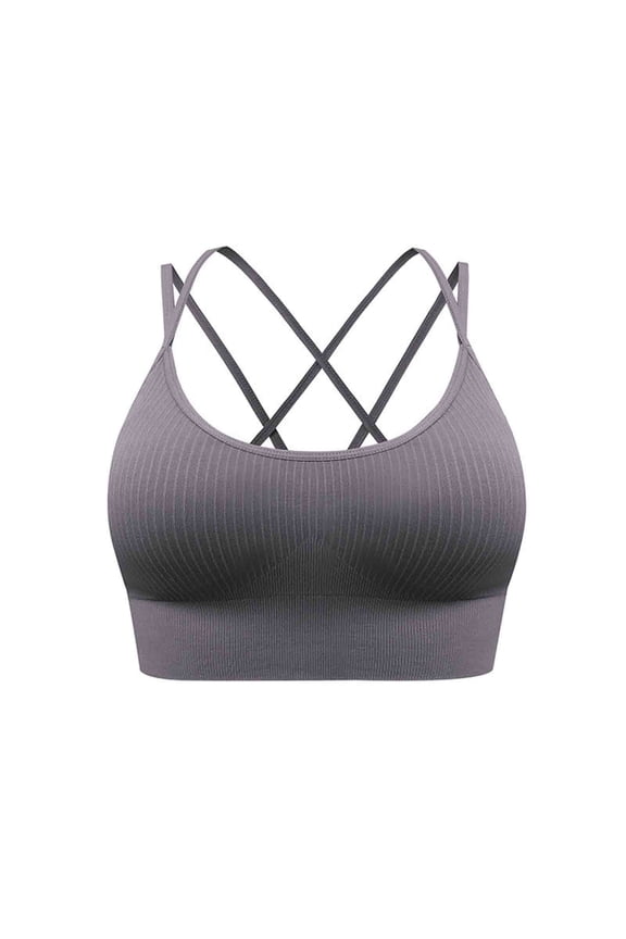 Womens Everyday Sports Bras, Strappy Sports Bras for Women - Criss Cross Back Wireless Padded Yoga Workout Cami Top S-2XL