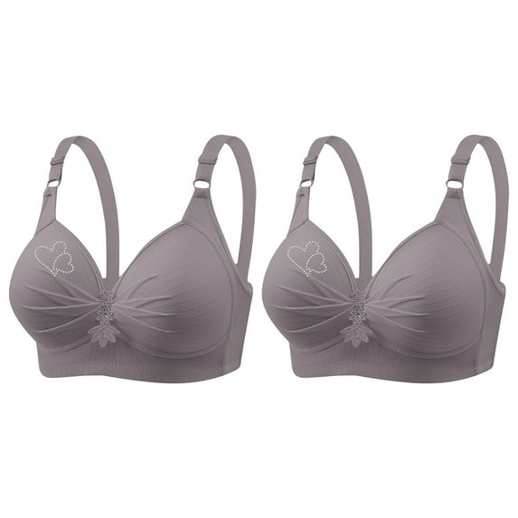 Womens Everyday T-Shirt Bra Adjustable Straps Underwire and Full Coverage Cups 2 Pack Bra Comfort Breathable Bra
