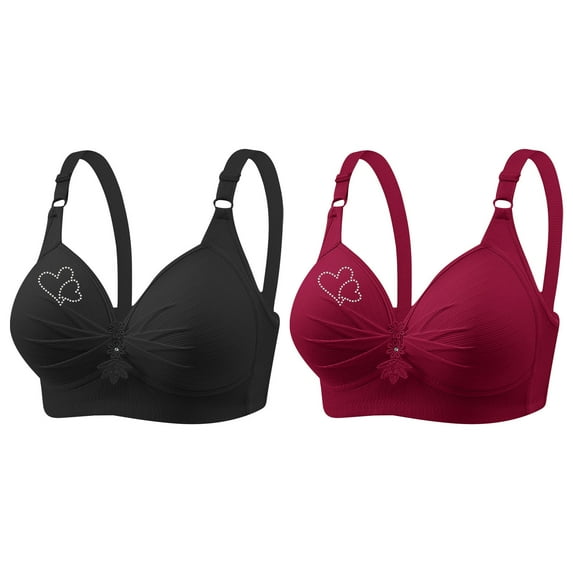 Womens Everyday T-Shirt Bra Adjustable Straps Underwire and Full Coverage Cups 2 Pack Bra Comfort Breathable Bra