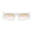 thumbnail image 1 of Womens Exaggerated Thick Temple Mod Narrow Rectangle Plastic Sunglasses White - Brown Pink, 1 of 4