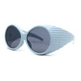 thumbnail image 1 of Womens Exaggerated Vintage Round Windbreak Goggle Style Wrap Sunglasses Blue - Black, 1 of 4