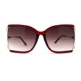 thumbnail image 1 of Womens Exposed Lens 90s Designer Butterfly Chic Luxury Sunglasses Burgundy, 1 of 4