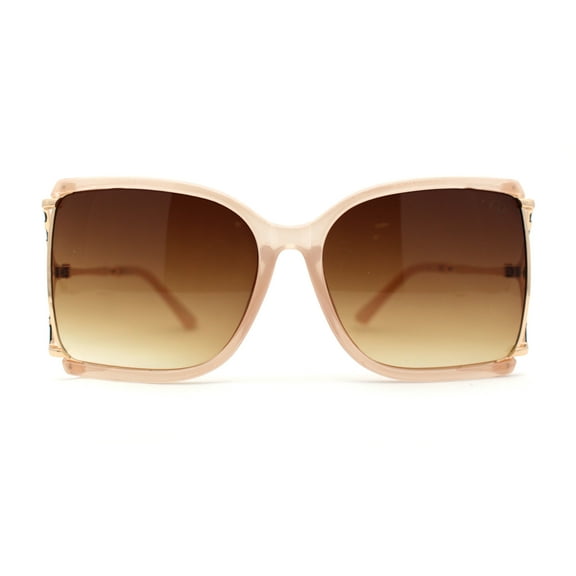 Womens Exposed Lens 90s Designer Butterfly Chic Luxury Sunglasses Pink Brown