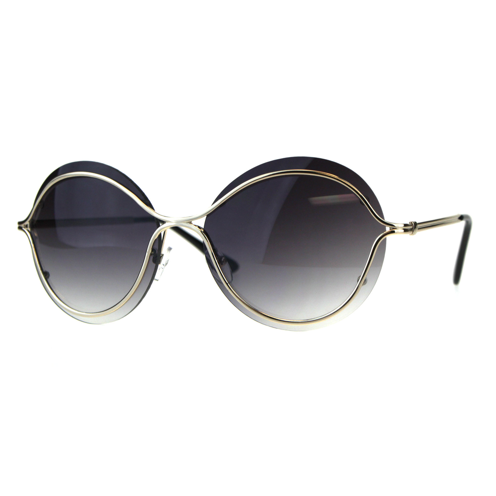 Piranha Rimless Sunglasses Black Gradient Crystal Side Y2K Glam Vintage AMETHYST-2.png?v=1699385752&  main image 2