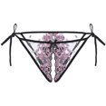 thumbnail image 1 of Womens Exquisite Embroidered Open Crotch Panties Low Waist Hollow Mesh Thong, 1 of 1