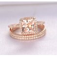 thumbnail image 1 of Womens Exquisite Luxury Square Diamond Ring Set Rose Gold Alloy Inlaid Artificial Gems Engagement Promise Jewelry, 1 of 5