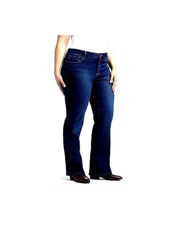 Womens Extended Plus Size Petite Length Bootcut Stretch BLUE