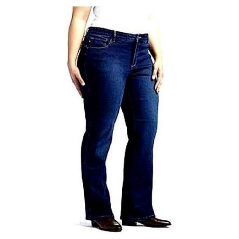 Womens Extended Plus Size Petite Length Bootcut Stretch BLUE