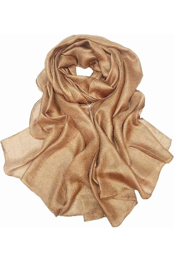Womens Extra Large Scarf Shawl Wraps Pashminas Solid Soft Silky for Bridal Evening Wedding Party (gold)