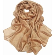Womens Extra Large Scarf Shawl Wraps Pashminas Solid Soft Silky for Bridal Evening Wedding Party gold