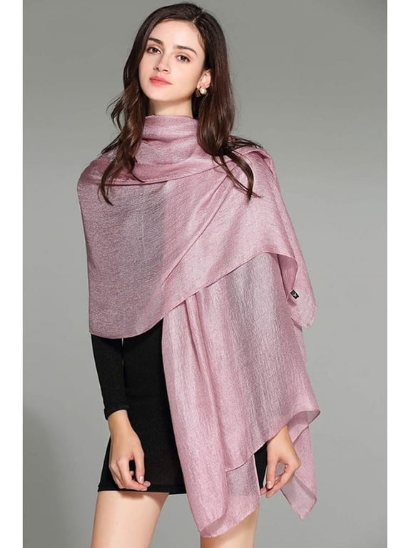 Womens Extra Large Scarf Shawl Wraps Pashminas Solid Soft Silky for Bridal Evening Wedding Party (pink)