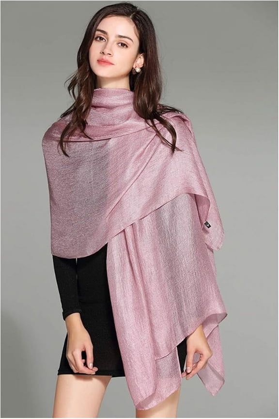 Womens Extra Large Scarf Shawl Wraps Pashminas Solid Soft Silky for Bridal Evening Wedding Party (pink)