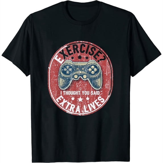 Womens Extra Lives Funny Video Game Controller Retro Gamer Boys T-Shirt Black 4X-Large