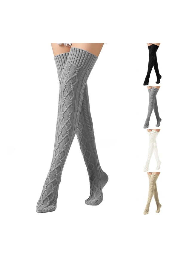 Womens Extra Long Cable Knit Socks Thigh High Over The Knee Boot Socks for Winter