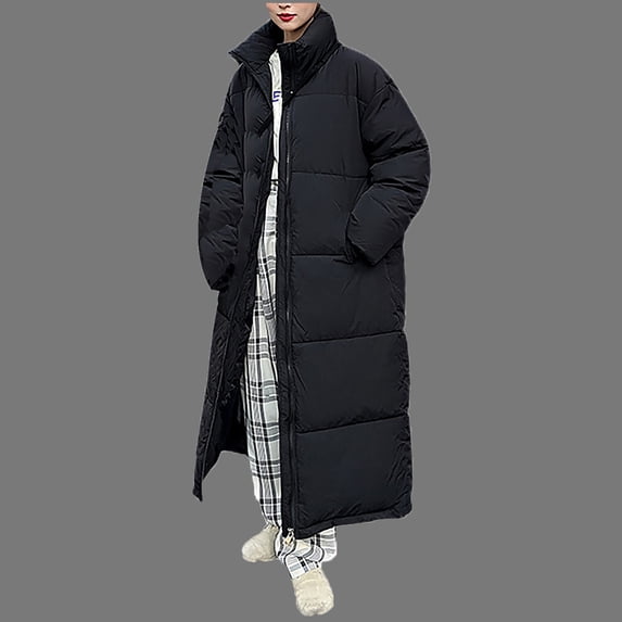 Womens Extra Long Puffer Coat To Ankle Length Oversized Without Hood For Maximum Winter Coverage Womens Winter Coats