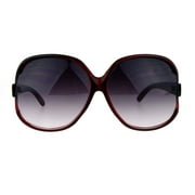 Womens Extra Oversized Round Designer Fashion Exposed Lens Butterfly Sunglasses Burgundy