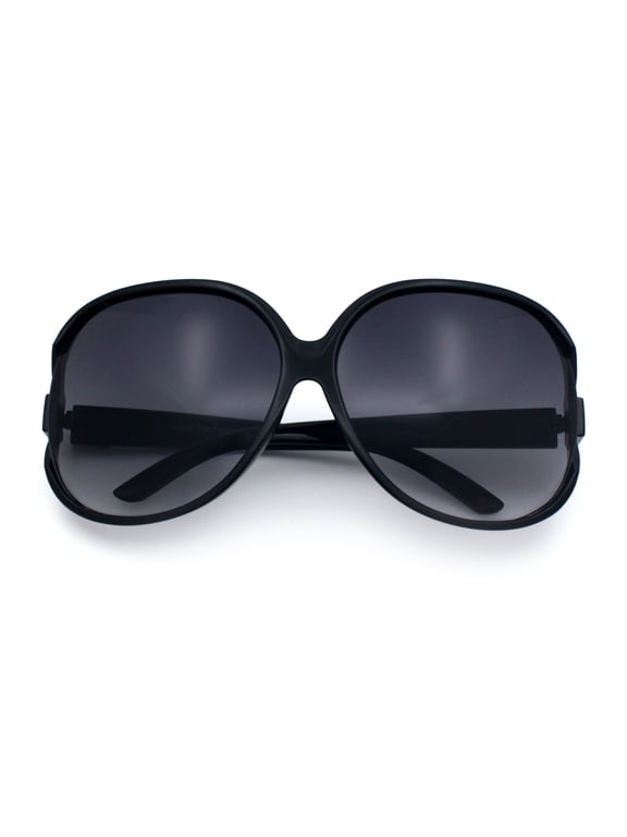 Womens Extra Oversized Round Exposed Lens Butterfly Sunglasses / Black Frame - Gradient Black Lens
