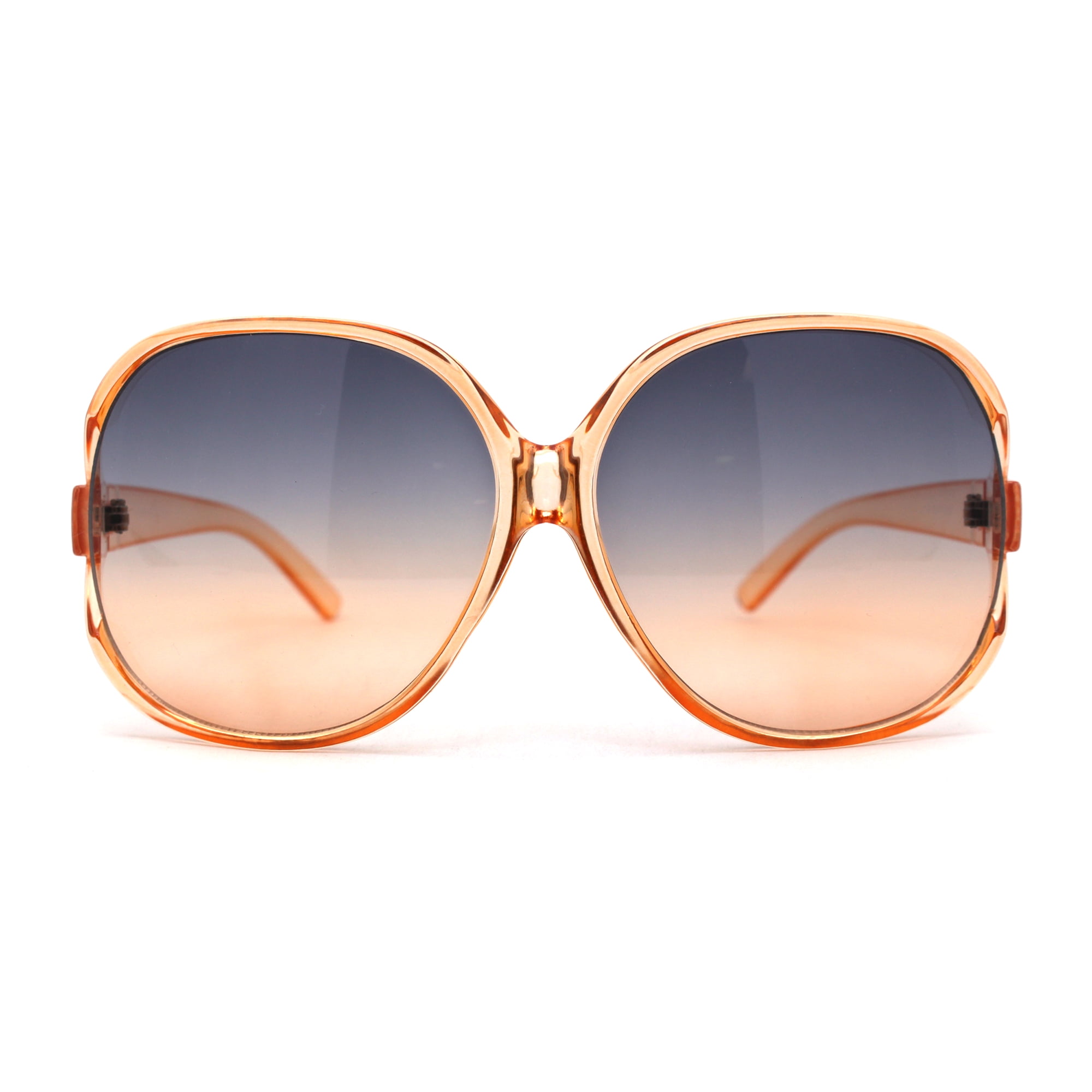 Vintage oversized Women\'s Sunglasses - Brown and Orange with brown lens Amazon.com: ShadyVEU Retro Large Brown Amber Lens Vintage  main image 2